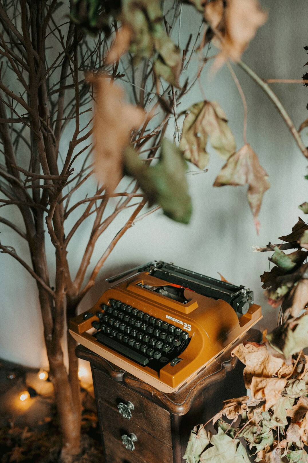 Old typewriter with a blank page in a quiet study