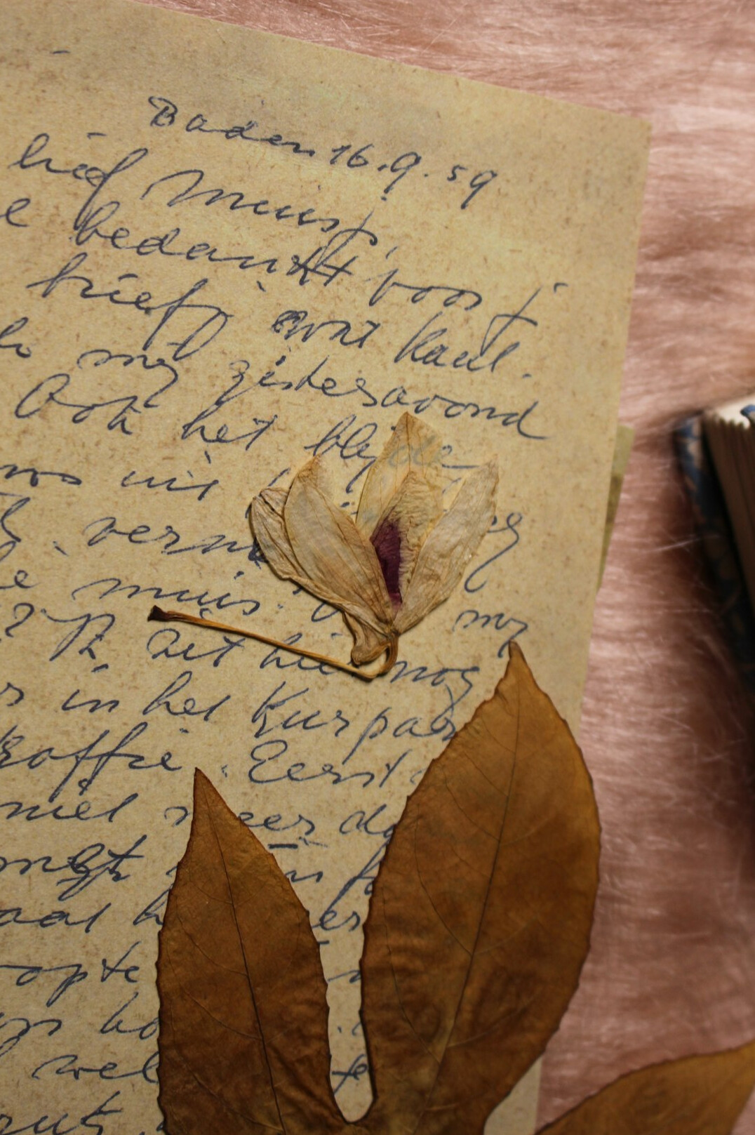 Old handwritten letters and a sealed envelope on a desk